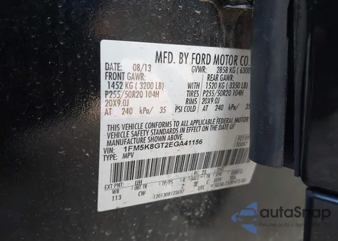 2014 Ford Explorer Sport from USA, damaged, VIN 1FM5K8GT2EGA41156